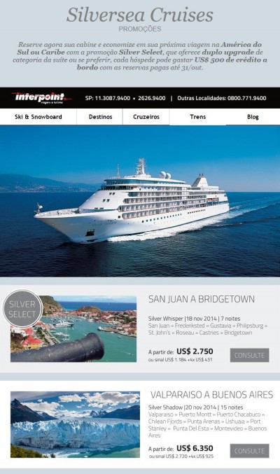 Cruzeiros Silversea – Roteiros no Caribe e América do Sul com promoções fantásticas!