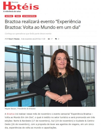 Braztoa realizará evento “Experiência Braztoa: volta ao mundo em um dia”