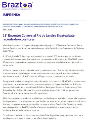 11º Encontro Comercial Rio de Janeiro Braztoa bate recorde de expositores